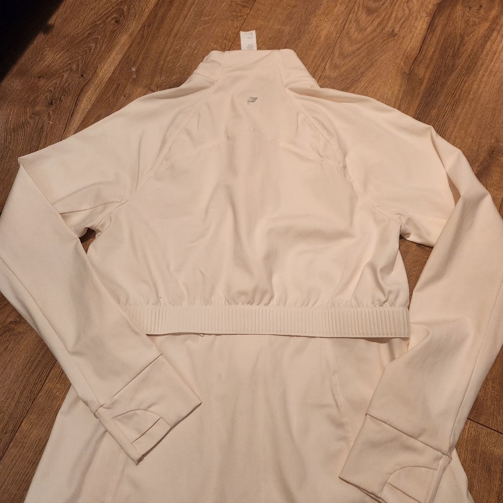 Fabletics Trinity Athletic Zip Jacket Cream Large - image 5